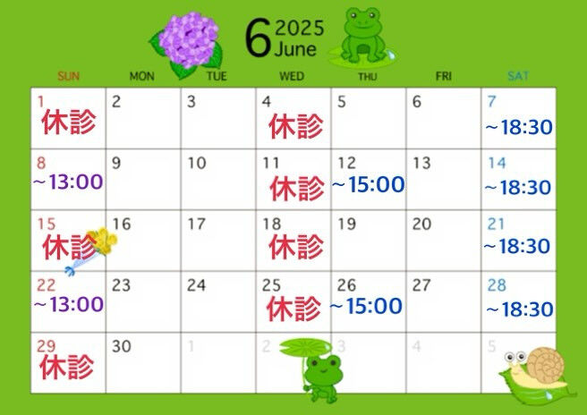 6月の営業日のお知らせです📢